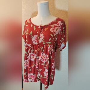 Torrid Babydoll Super Soft Knits Floral Top 1X